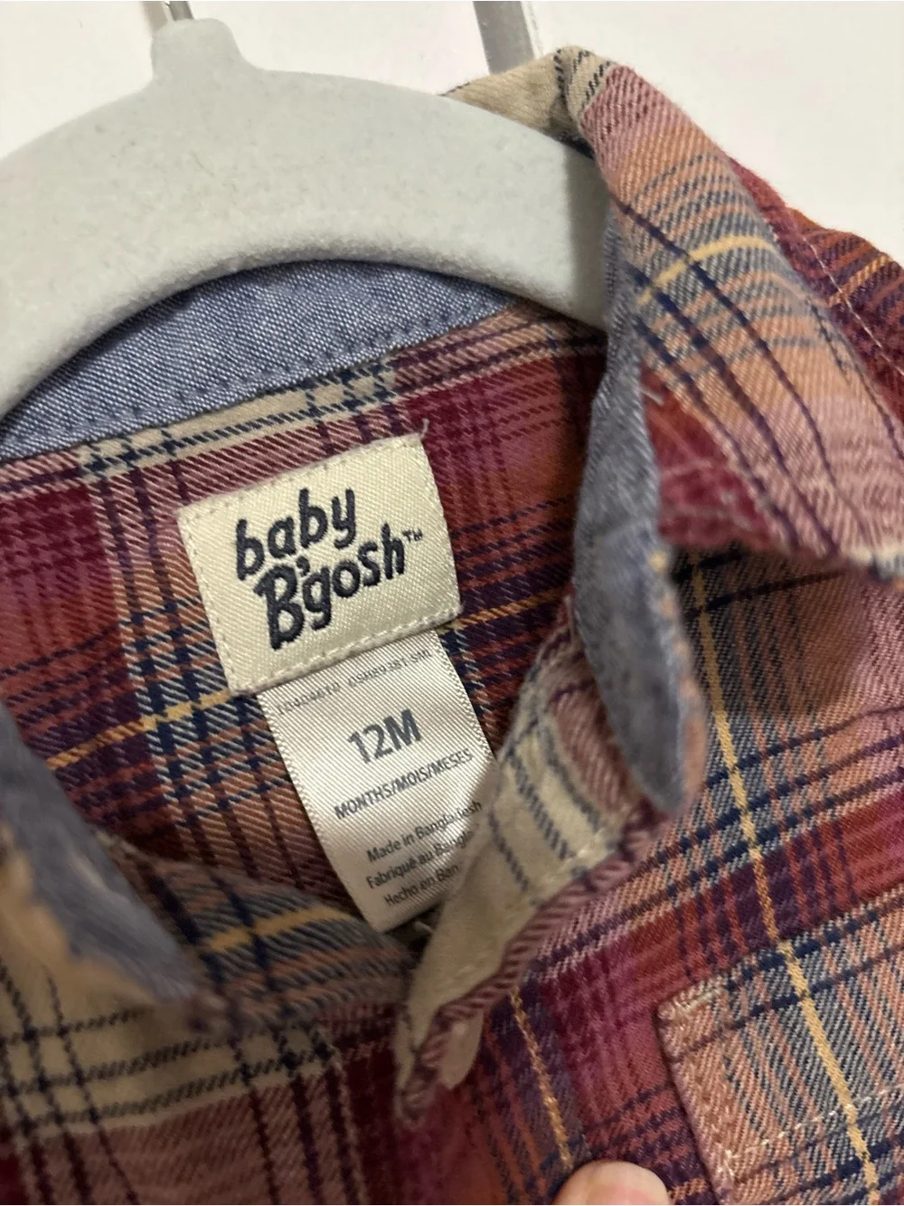 OshKosh B'gosh 12 month Red and Cream Plaid Button-Up One-Piece